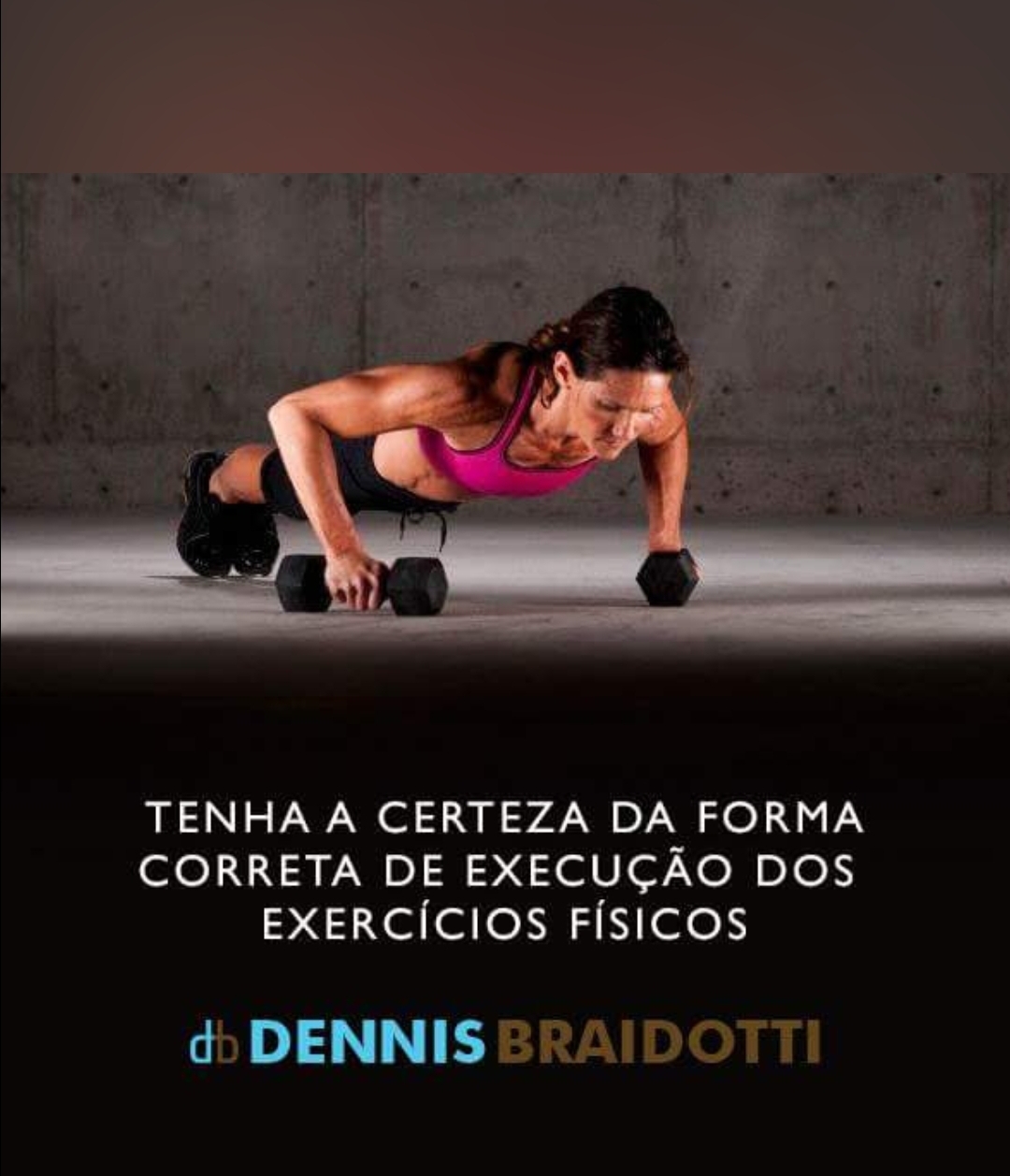 Athlete doing push-ups with motivational message